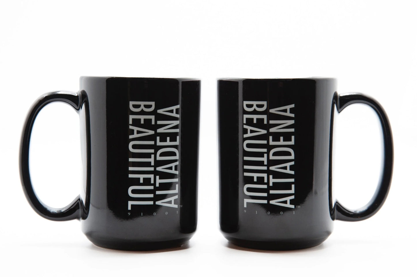 Pair of black Beautiful Altadena ceramic mugs