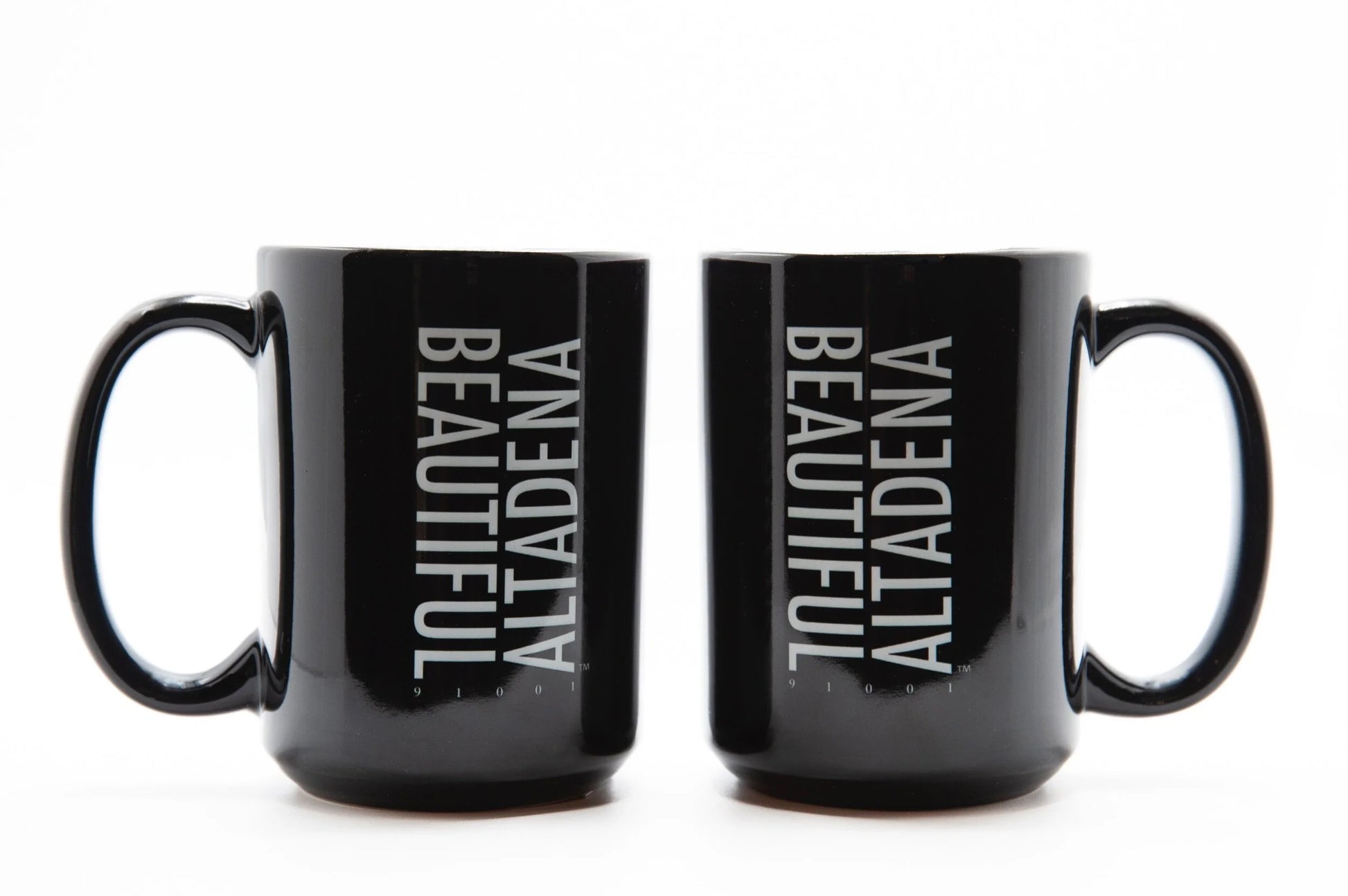 Pair of black Beautiful Altadena ceramic mugs