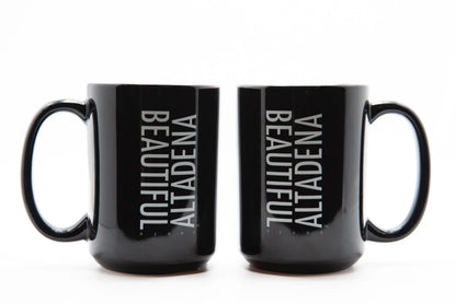 Pair of black Beautiful Altadena ceramic mugs