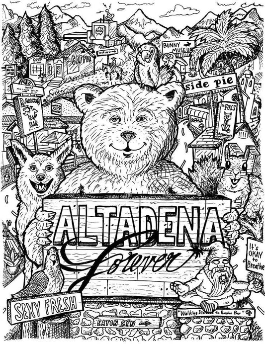 Altadena Forever black-and-white illustrated print