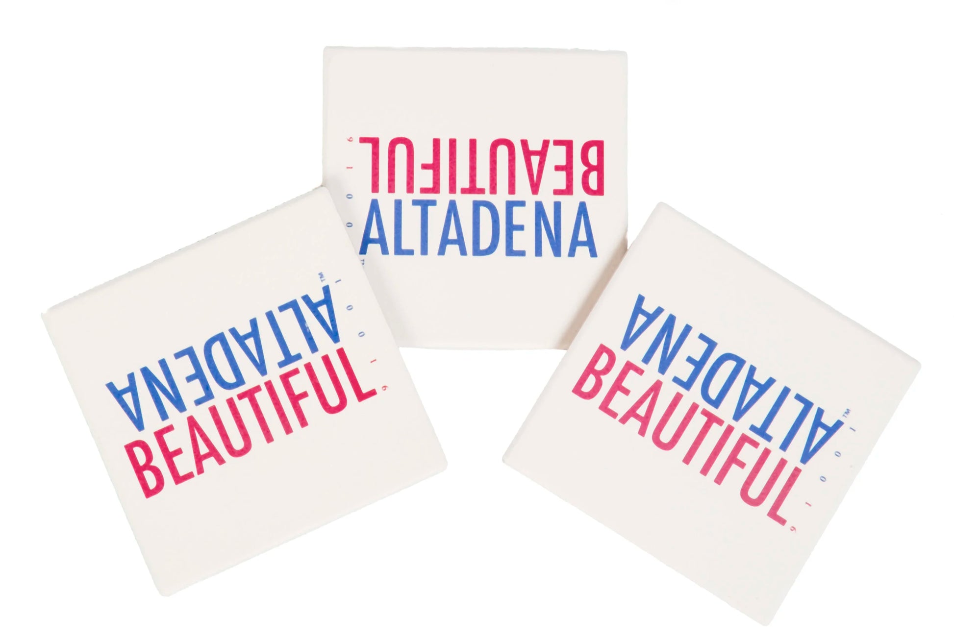 Set of three Beautiful Altadena 91001 ceramic coasters