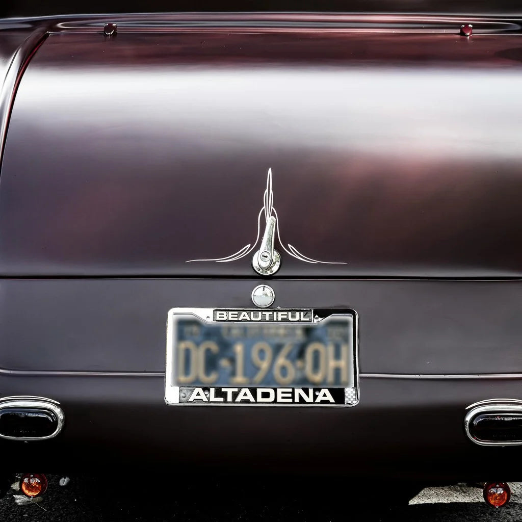 Beautiful Altadena license plate frame installed on a car