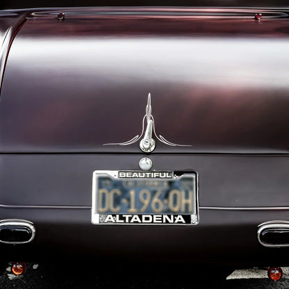 Beautiful Altadena license plate frame installed on a car
