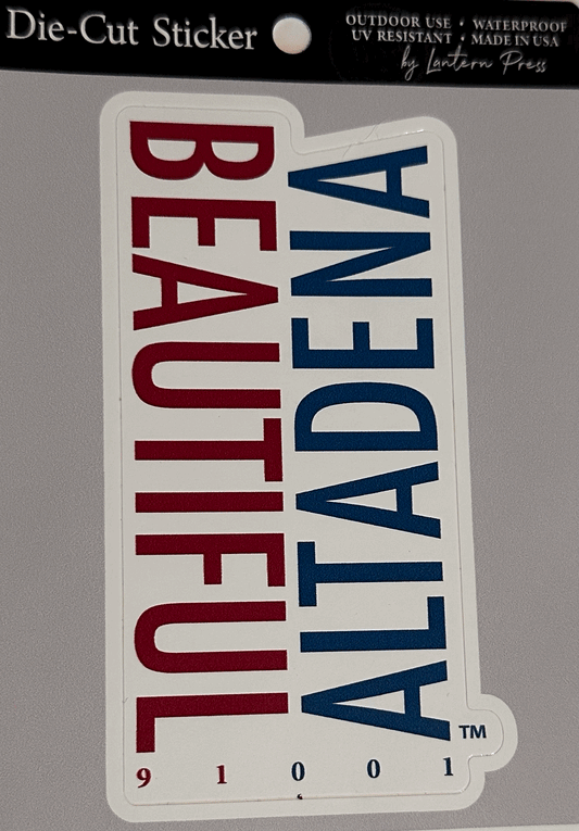 Beautiful Altadena 91001 die-cut sticker in retail packaging