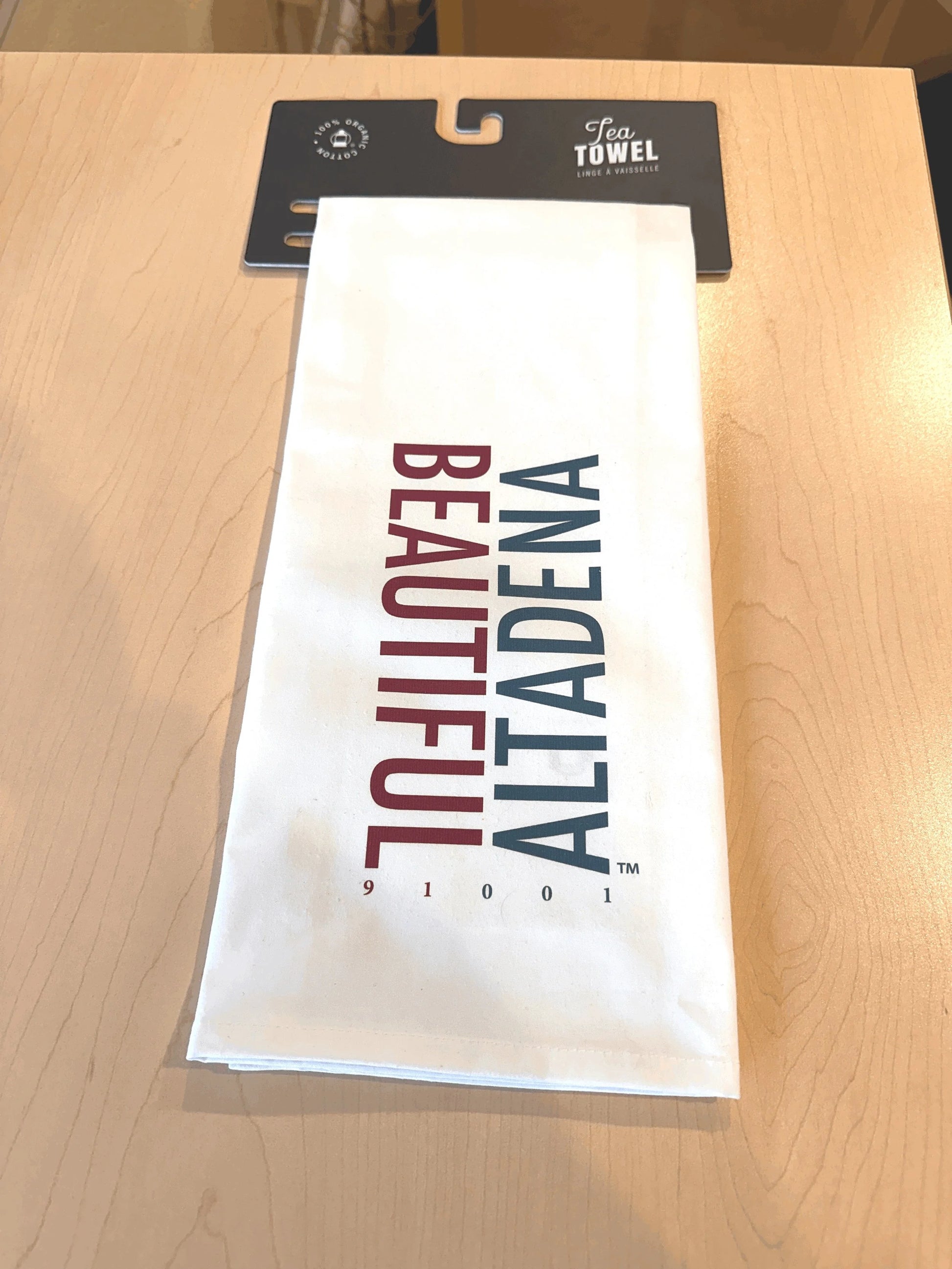 Beautiful Altadena 91001 tea towel in retail packaging