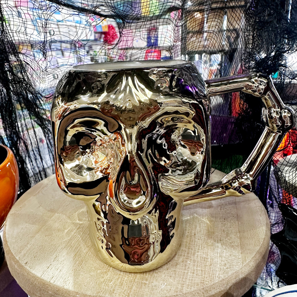 Metallic Gold and Silver Skull Ceramic Mug