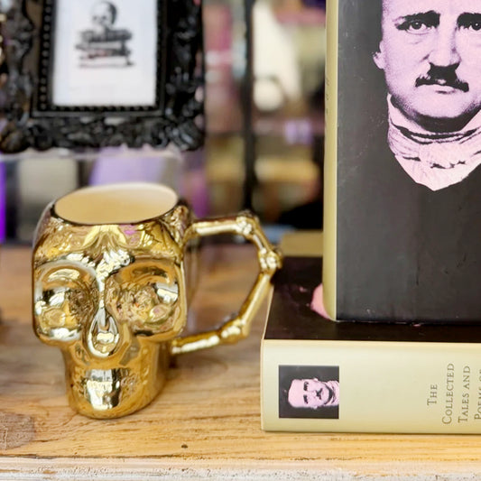 Metallic Gold and Silver Skull Ceramic Mug