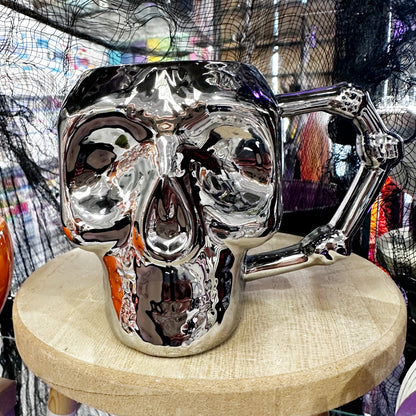 Metallic Gold and Silver Skull Ceramic Mug
