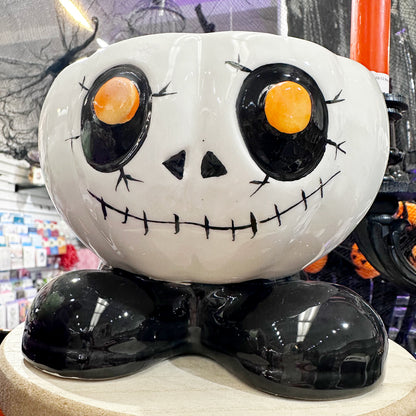 Ceramic Halloween Skeleton Footed Candy Bowl