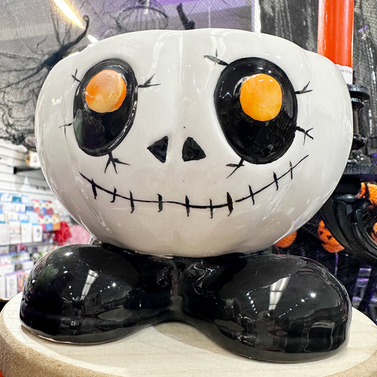 Ceramic Halloween Skeleton Footed Candy Bowl