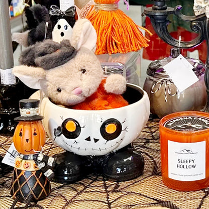 Ceramic Halloween Skeleton Footed Candy Bowl