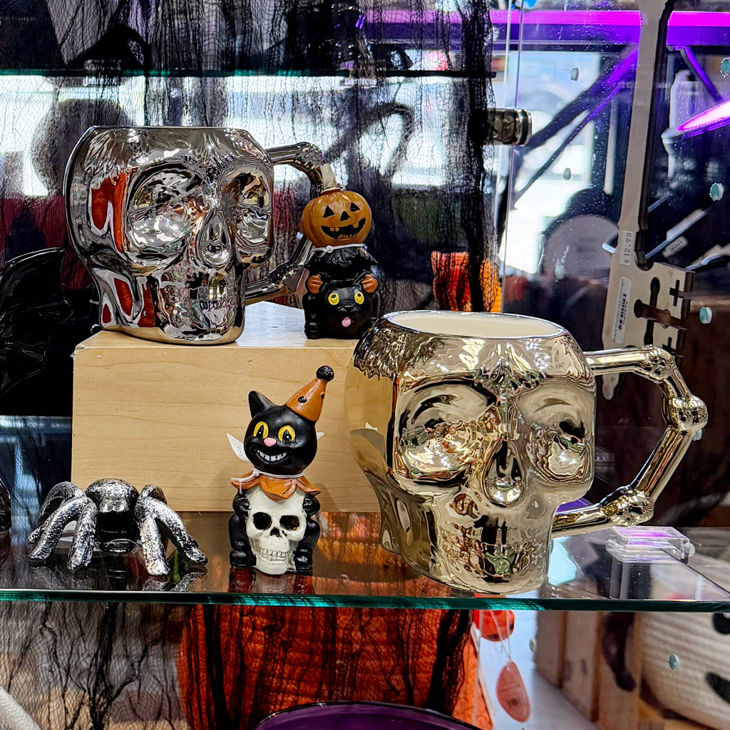 Metallic Gold and Silver Skull Ceramic Mug