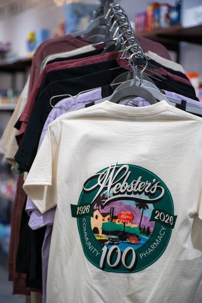 Centennial 1926-2026 shirts on the rack at Webster's