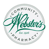 Webster's Community Pharmacy script badge, established 1926